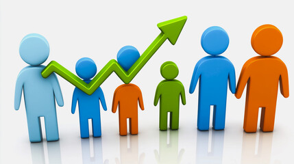 abstract business man stands on the peak of success amid tall, innovative Arrows point the way to success. and graphs with statistics to analyze business potential and predict future developments in