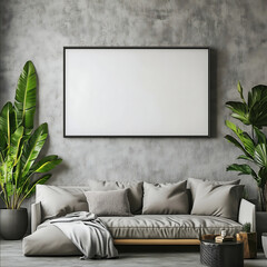 a cozzy and minimal empty frame for a 169 picture on a wall