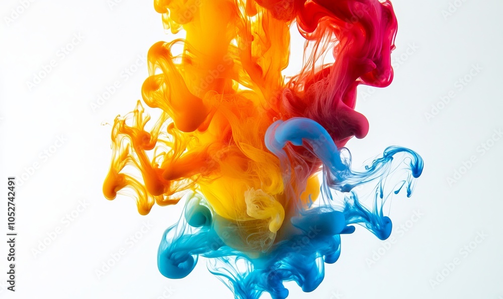Poster ink drop spreads beautifully in clear water, creating soft, fluid shapes that swirl and blend in an 