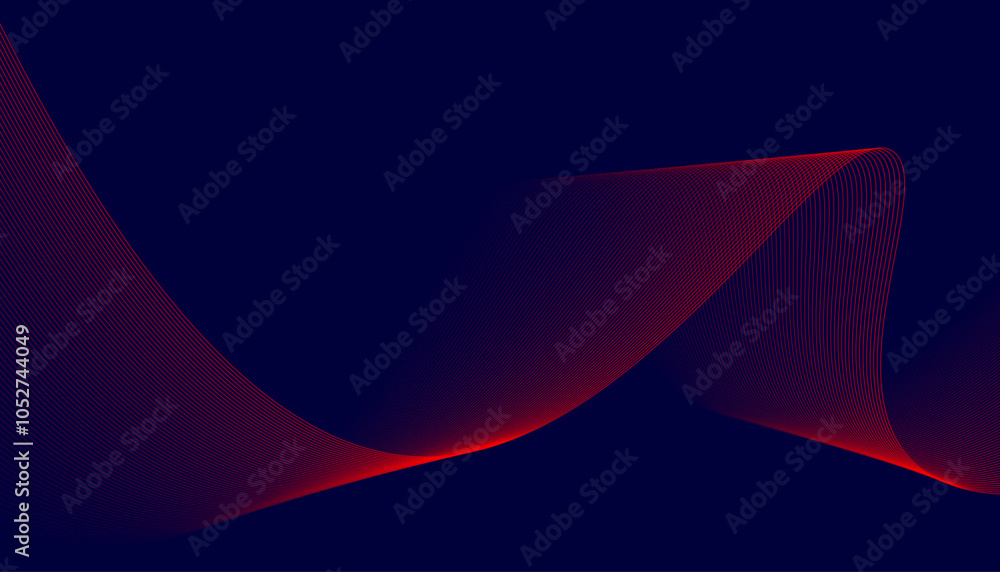 Poster red wave pattern on a dark background
