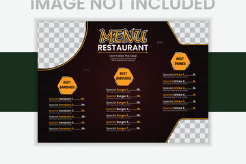 Food menu design template for restaurant with unique layout gradient.