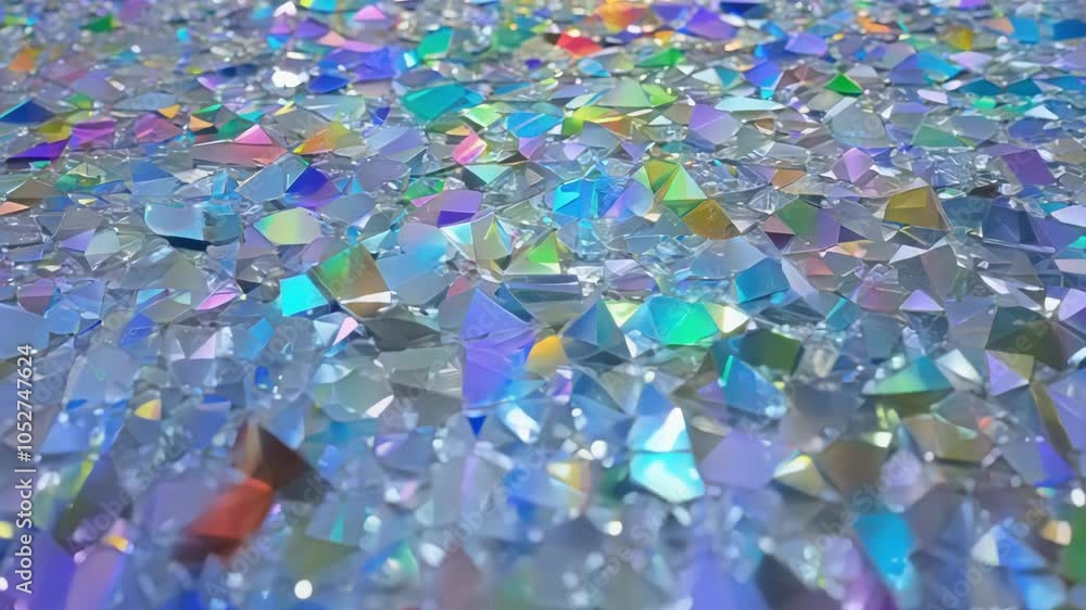 Poster Camera moving forward over a crystal surface reflecting thonds of colors. Perfect loop for a futuristic, abstract, surreal or technological concept