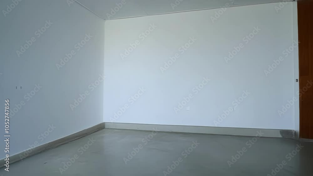Poster Surreal montage of an empty room transforming, with walls appearing and disappearing, showcasing diverse perspectives and architectural layouts