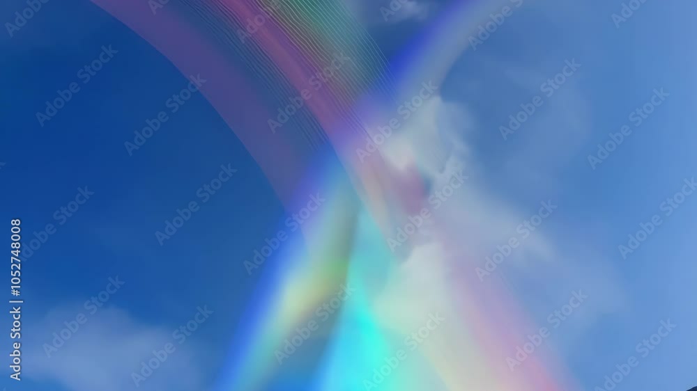 Poster double rainbow forms in a surreal sky, showcasing vibrant colors that create a mesmerizing effect. t
