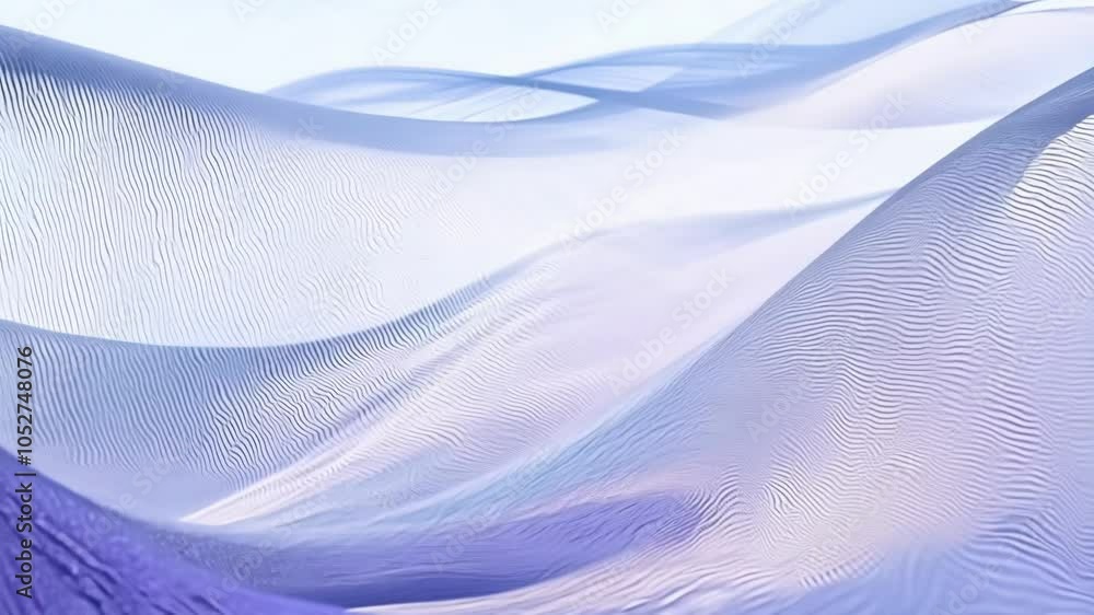 Poster Abstract waves of purple and white textures move gracefully, creating a surreal landscape that blends fluidity with elegance