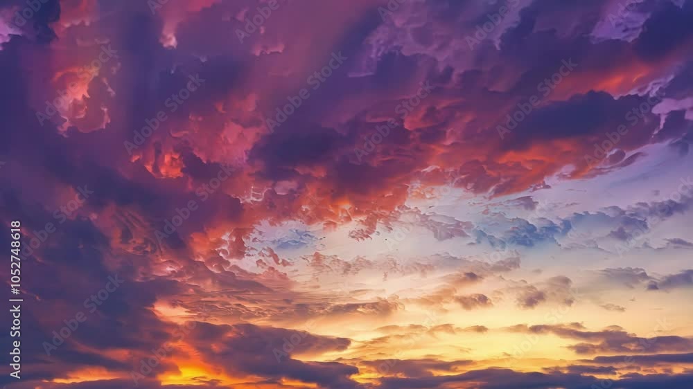 Poster mesmerizing sky with vibrant colors changing throughout a surreal sunset. perfect for projects relat