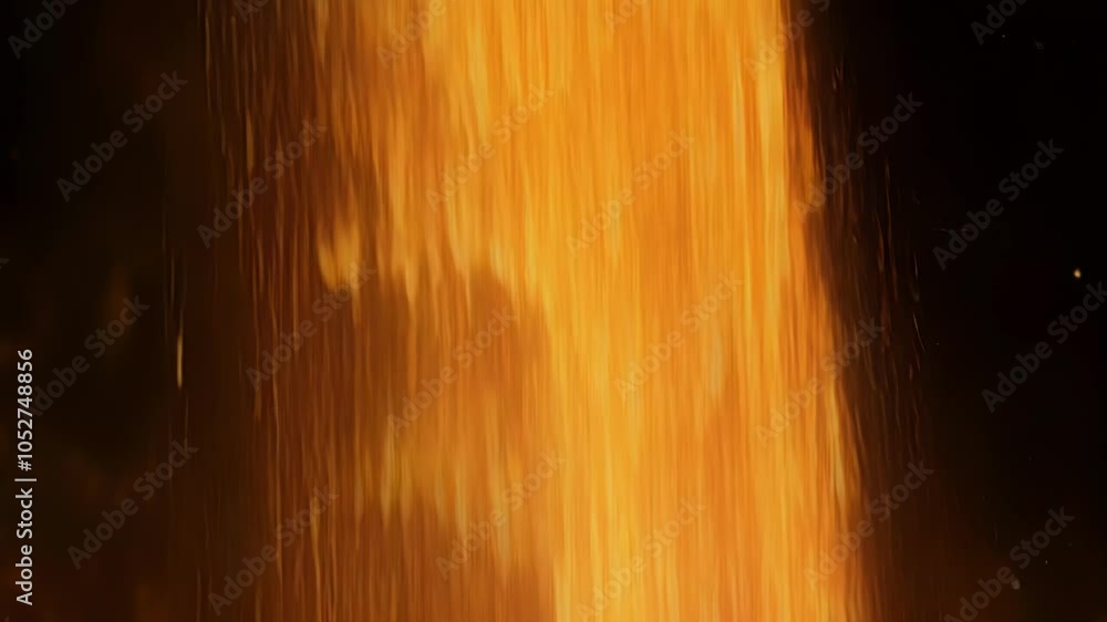 Poster surreal flames burn intensely, creating a mesmerizing fire wall in the dark. sparks fly dramatically