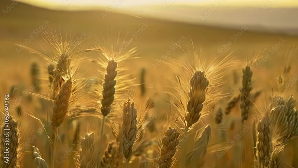 Aufkleber golden wheat swaying in a surreal field creates a mesmerizing scene, illuminated by the warm glow of