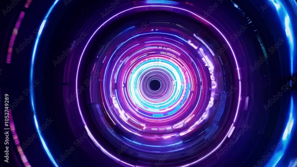 Aufkleber abstract motion background featuring a futuristic tunnel with glowing neon lights, perfect for proje