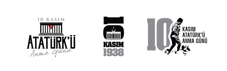 November 10 death day Mustafa Kemal Ataturk, first president of Turkish Republic. translation Turkish. November 10, respect and remember, vector illustration.