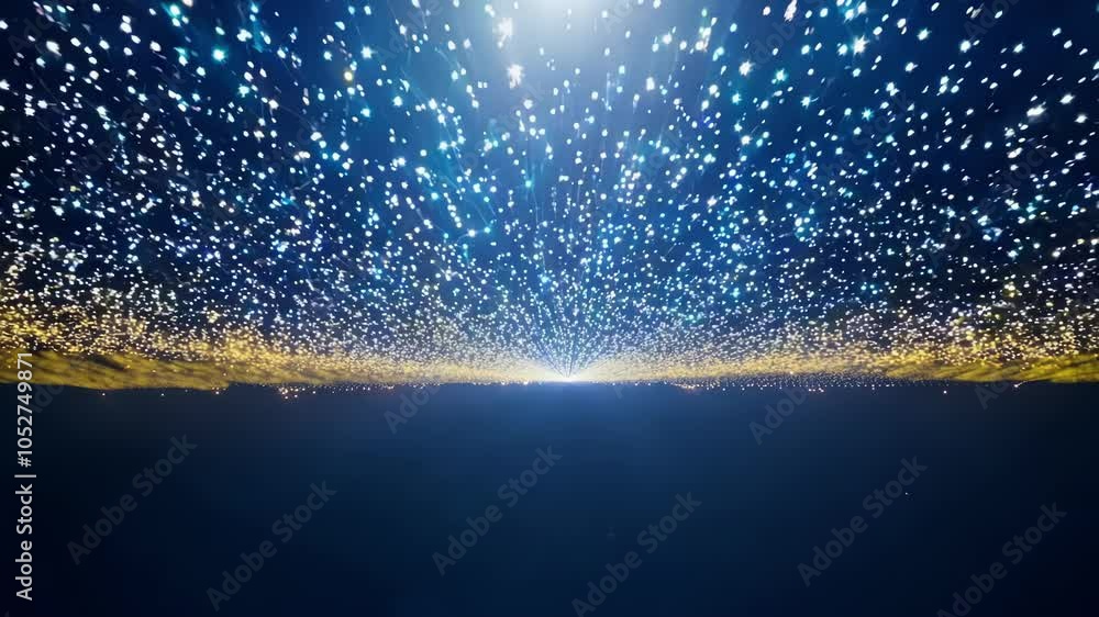 Poster surreal animation showcases a bright light expanding behind a golden horizon, complemented by fallin
