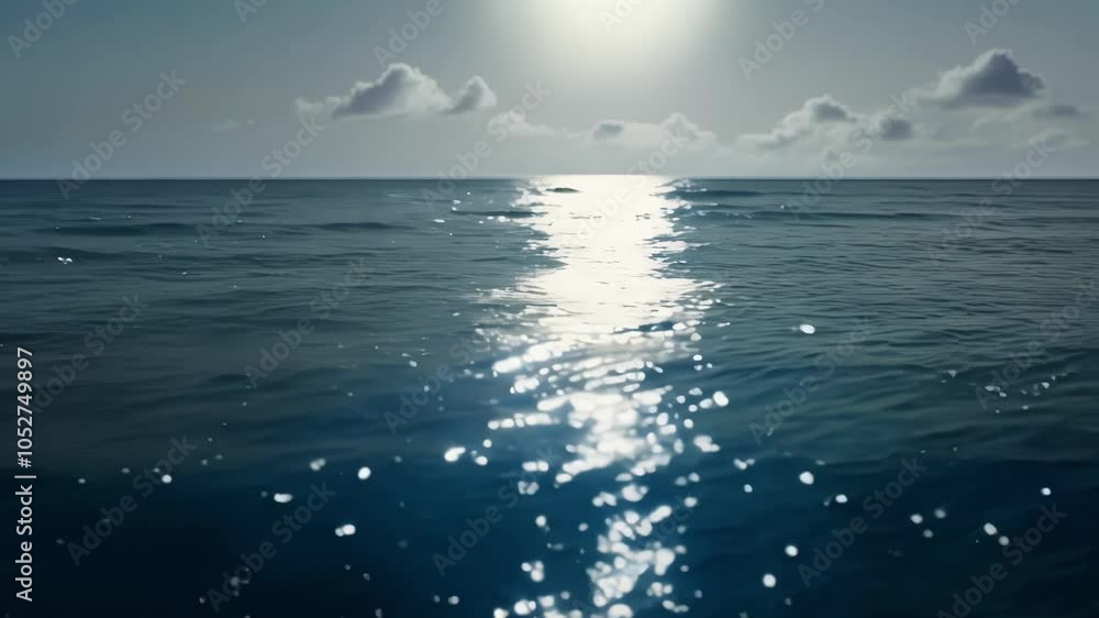 Poster moonlight shimmering on a calm ocean creates a surreal and dreamlike atmosphere. the tranquil scene 