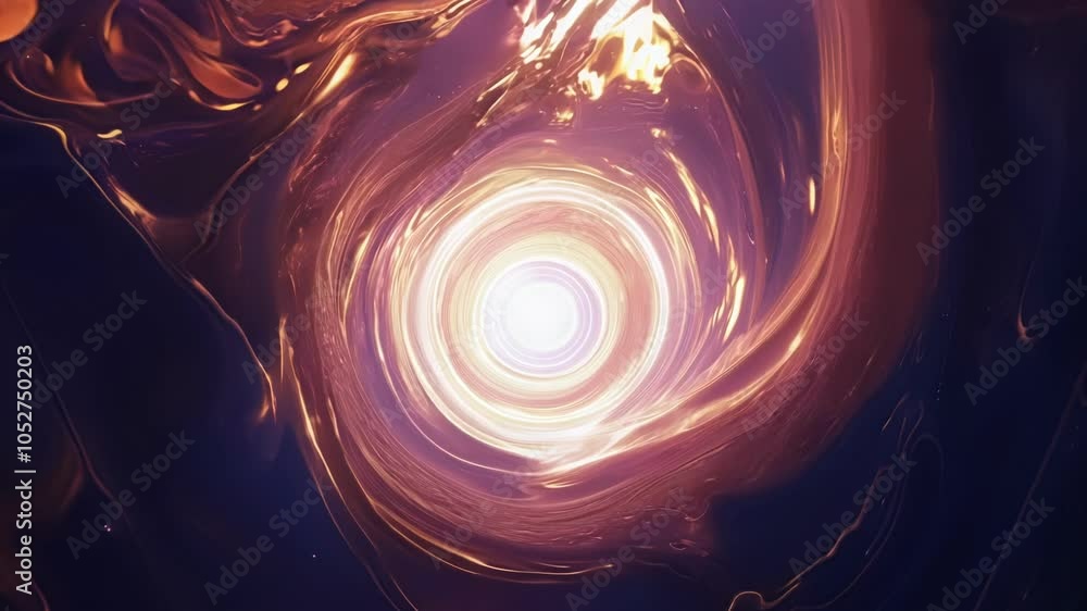 Aufkleber Surreal animation showcases a bright energy vortex expanding within a colorful liquid. The vibrant visuals create a mesmerizing effect, blending abstract patterns with fluid motion