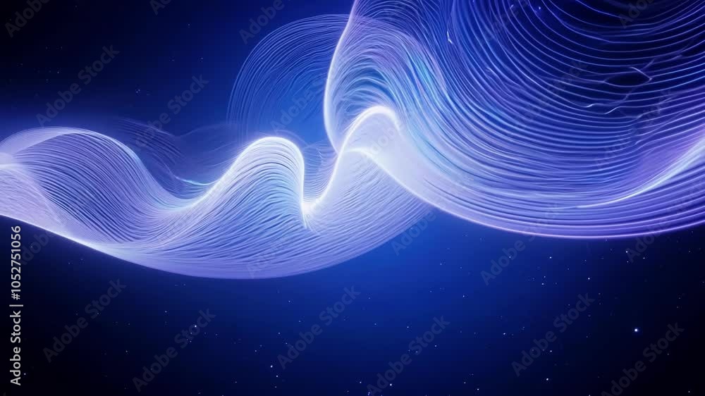 Poster abstract blue energy wave flowing on a starry background. perfect for any project that needs a touch