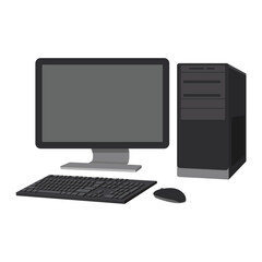 Flat design illustration of computer set