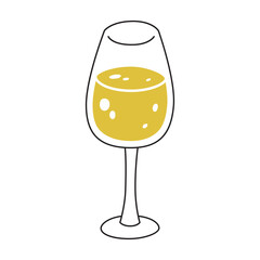 White wine glass isolated simple vector illustration