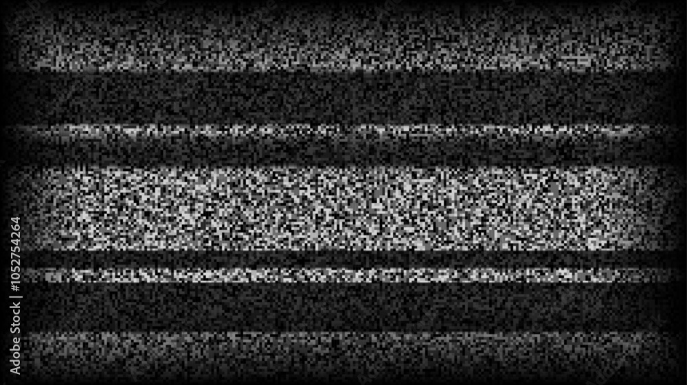 Poster tv static noise background. glitch pixelated television screen. lost or bad tv signal vhs video with