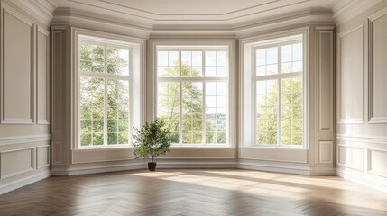 Fototapeta premium Bright and Spacious Living Room with Large Windows