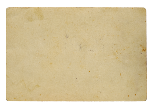 Empty vintage photo paper back  with dusts on transparent background, png image