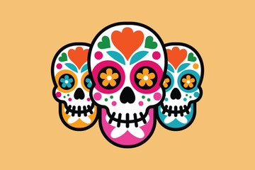 Colorful Cinco de Mayo Skull Illustration with Festive Details