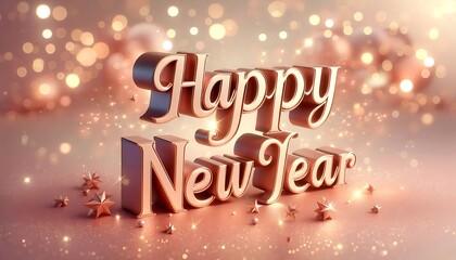 Golden "Happy New Year" Greeting with Sparkling Background