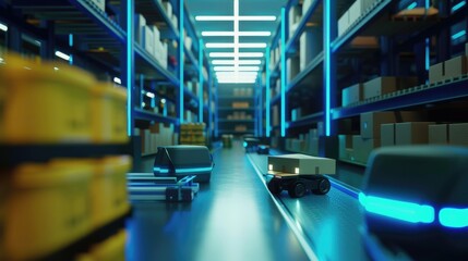 A smart warehouse management system that uses augmented reality technology to determine package picking and delivery.