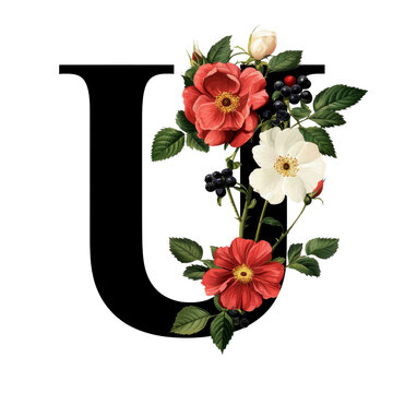 recommend clip art: Floral Letter U with Red and White Roses