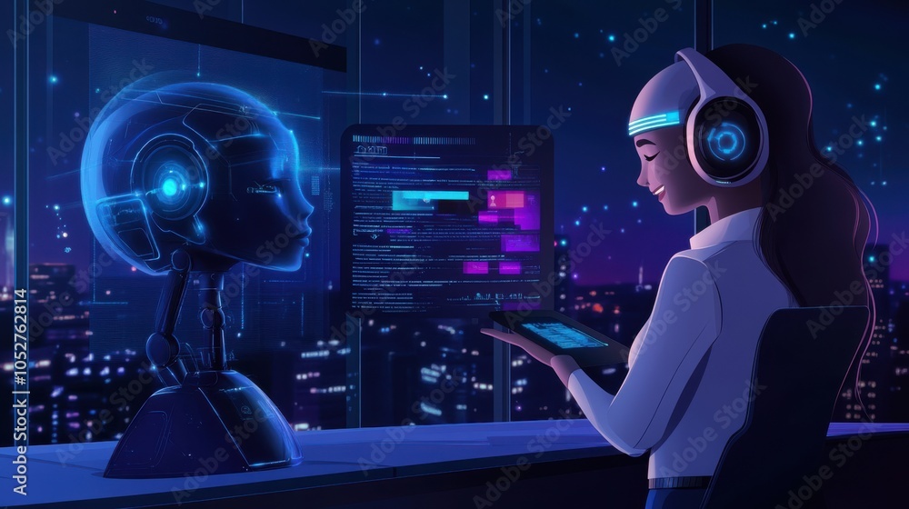 Poster a virtual banking assistant powered by ai, interacting with a customer through a chatbot.