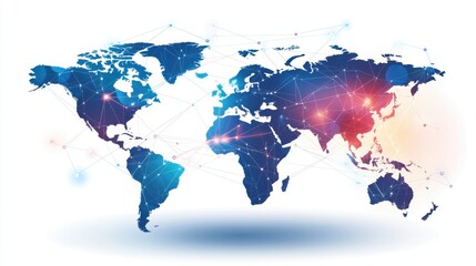 A world map with connecting lines showing IMF financial aid reaching different regions.