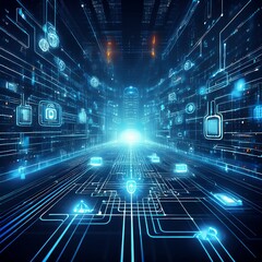 Obraz premium AI-enhanced blockchain security for decentralized financial transactions.
