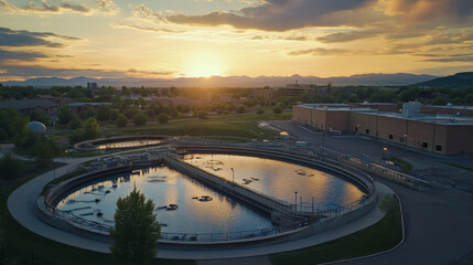 Sunset Over Water Treatment Facility