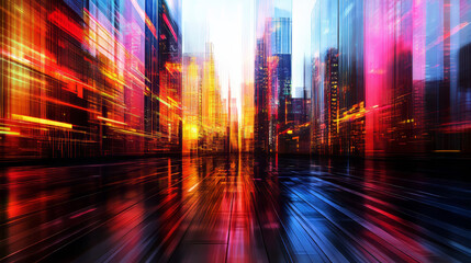 Obraz premium Vibrant Abstract Urban Cityscape at Night