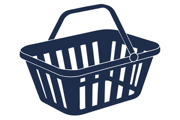 Vector illustration of empty supermarket shopping basket isolated on white background
