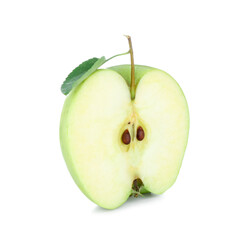 Half of fresh green apple isolated on white