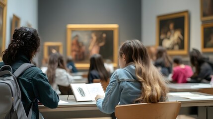 Students Engaging in Learning at an Art Museum Visit