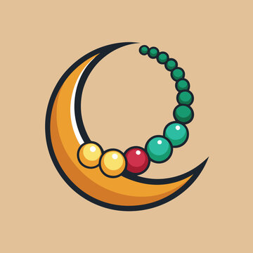 Colorful beads in a crescent moon shape.
