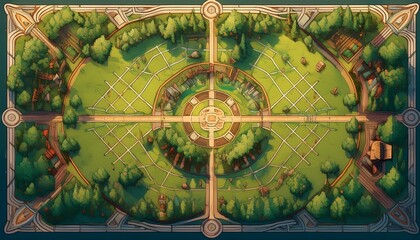Fototapeta premium DnD Battlemap Elven Grove Enchanting Forest Adventure AI Generate