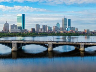 The Longfellow Bridge that crosses the Charles River from Cambridge to Boston. Downtown Boston is...