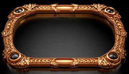 Ornate Golden Frame with Black Gems