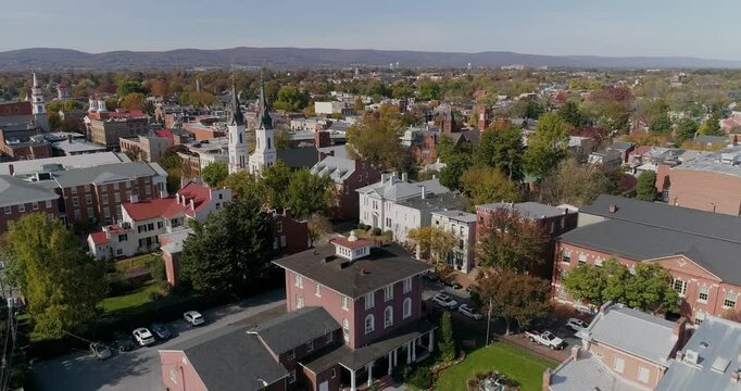 Downtown Frederick MD, Aerial Drone Shot
