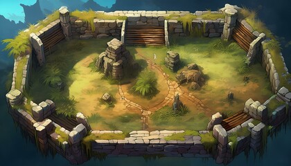 DnD Battlemap Weathered Ancient Ruin AI Generate