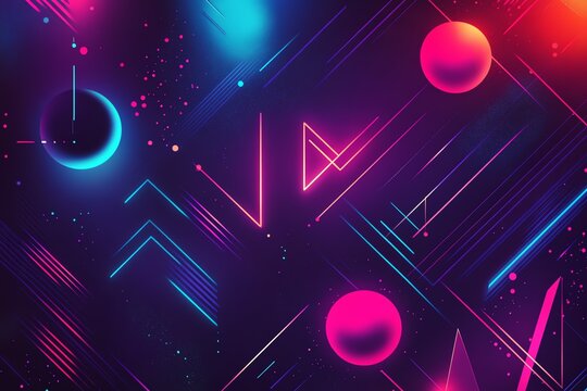 Fond abstrait futuriste avec des formes g&eacute;om&eacute;triques n&eacute;on color&eacute;es
