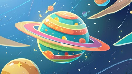 Naklejka premium Colorful Planets in Space
