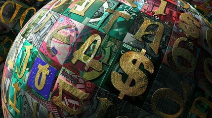 Fototapeta premium A Sphere Constructed of Currency Symbols
