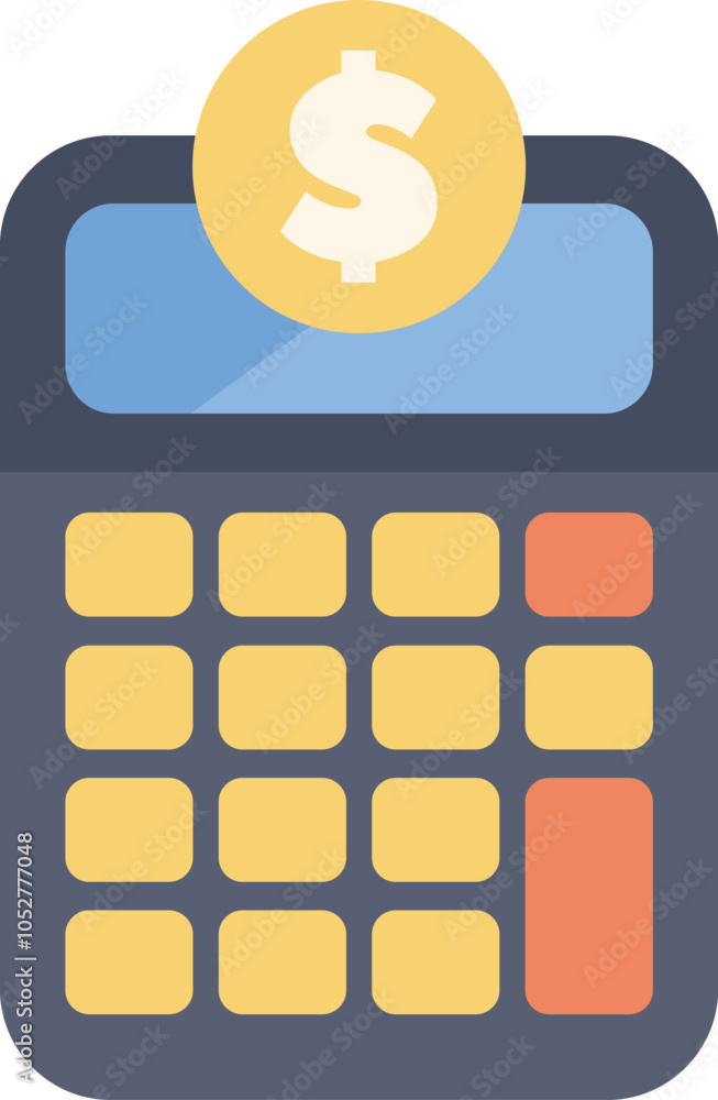 Poster calculator is performing a financial calculation with a dollar sign representing currency