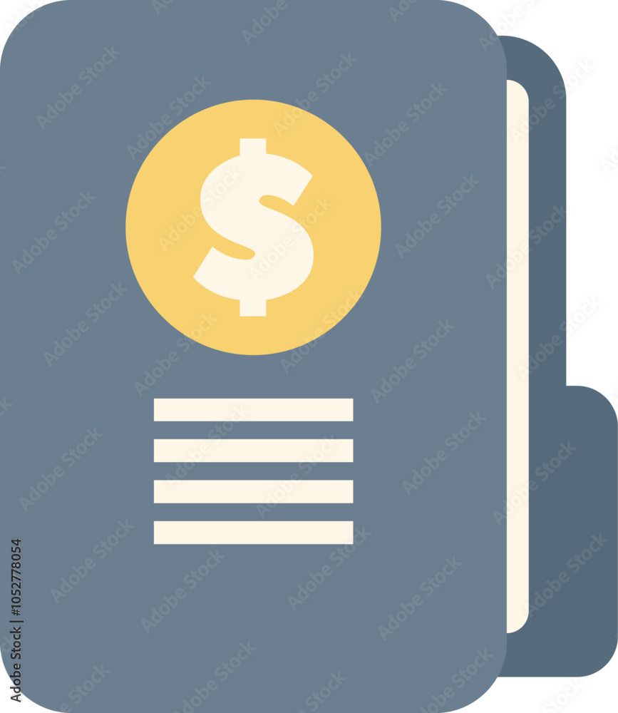 Poster folder representing financial data with dollar symbol icon for business and finance concepts