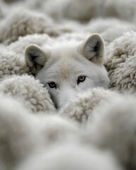 white hiding pile sheep portrait husky wool covert sly inspiring alert eyes playboy centerfold left color harmony crossbreed