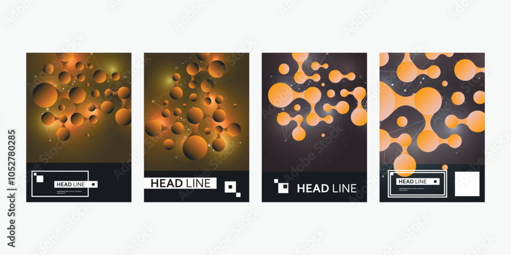 Poster Abstract connect circle geometric in trendy style. Trendy geometric background. Business technology concept. Global social network. Abstract geometric background. Business card