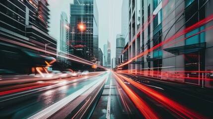 Fototapeta premium Cityscape with Light Trails