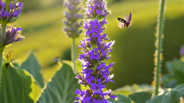 Agastache rugosa also known Korean mint wrinkled giant hyssop closeup video that showcases unique features including purple flowers aromatic properties flower chinese patchouli magenta